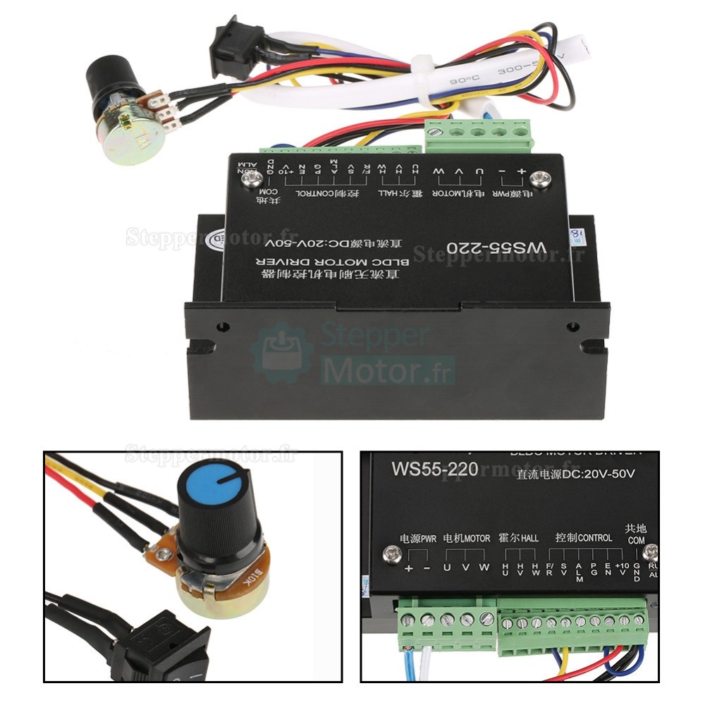 Driver moteur cc brushless triphasé, contrôleur de moteur CC brushless BLD-300B CC18-50V 15A